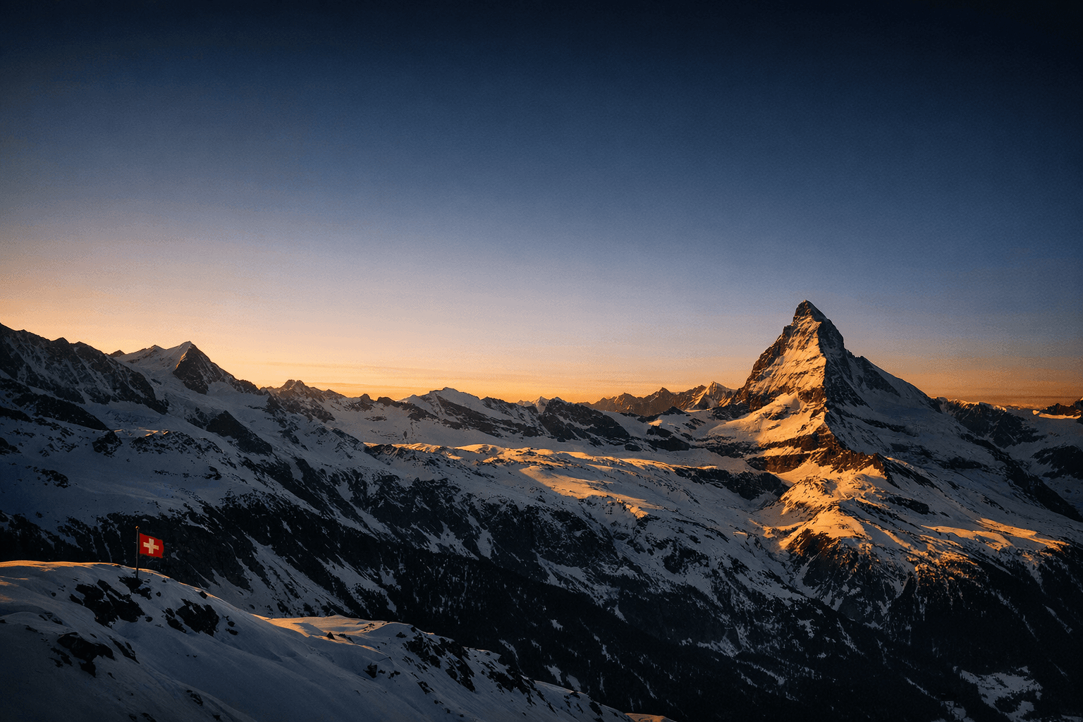 Swiss Alps at dawn representing security, stability and long-term wealth preservation.